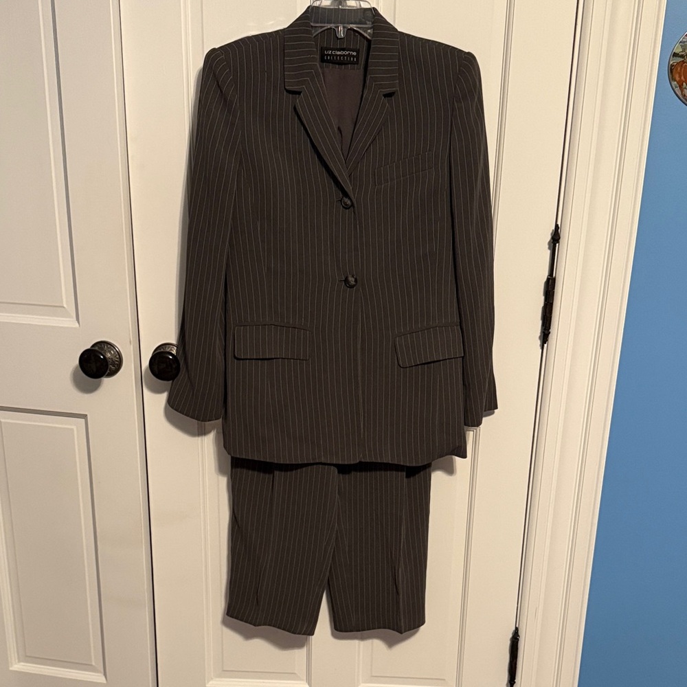 Liz Claiborne Charcoal Pinstripe Suit